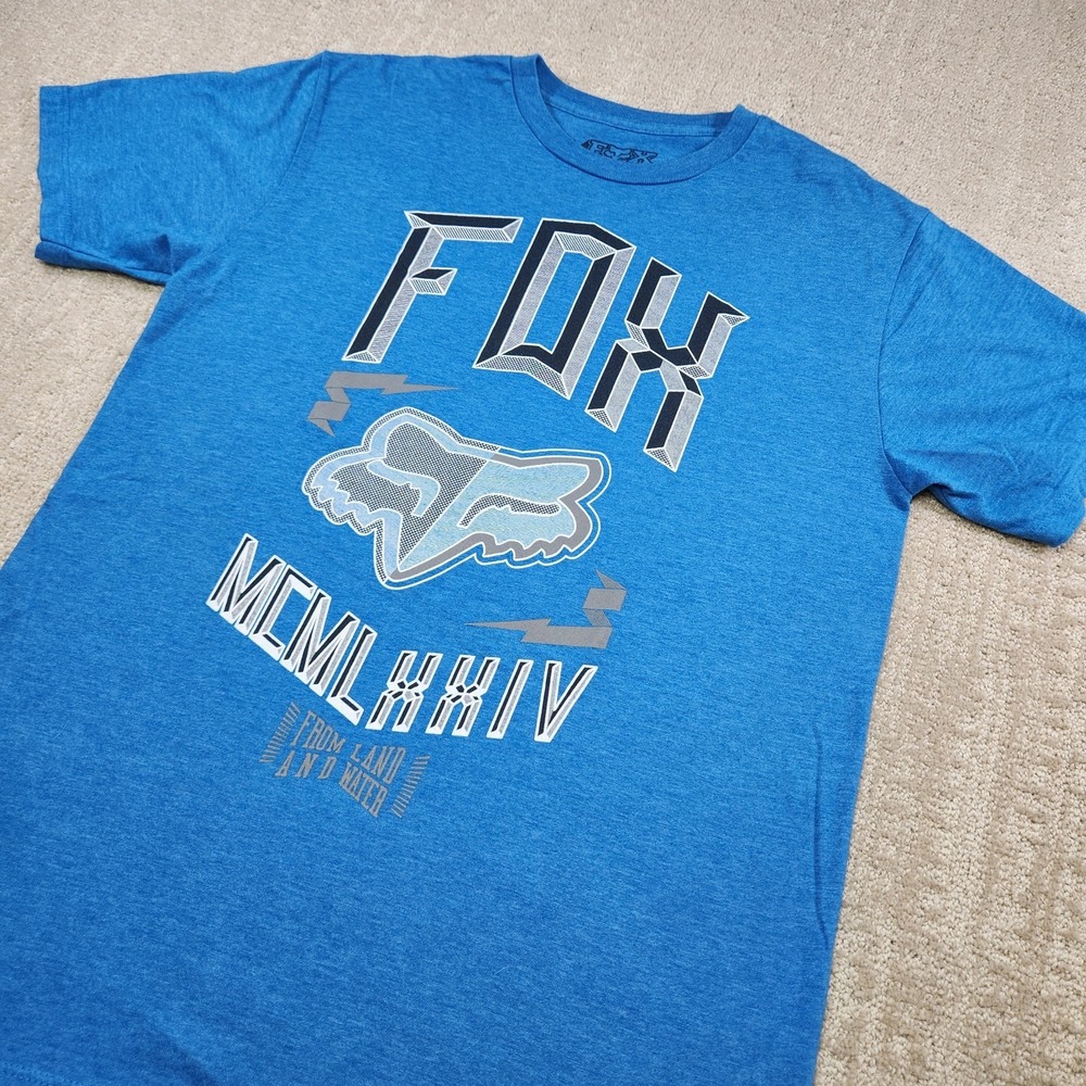 Fox Racing Shirt Men Medium Y2K Style Blue Dirtbike Motocross Graphic Tee